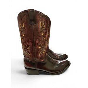 Men's 10.5 Big Bull Cherry Brown Leather Cowboy Boots Made in Mexico
